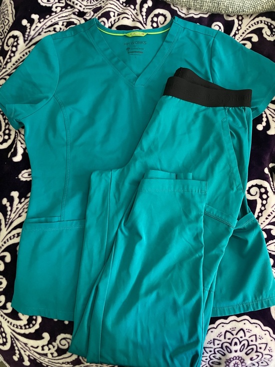 healing hands Pants - healing hands Teal Medical Scrub Top & Pants Set
